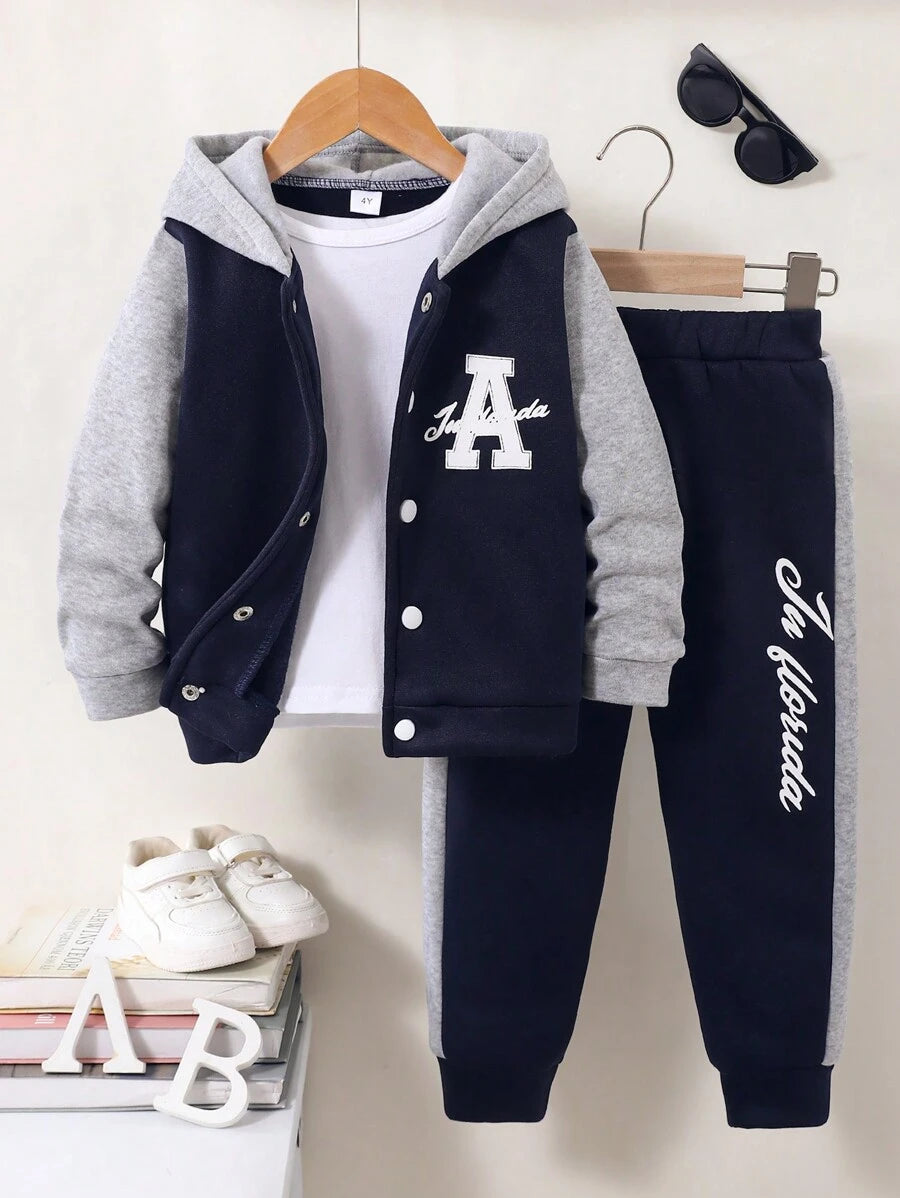 Jungen-Sweatset 2-teilig Mit Gestreiftem Sweatshirt & Sweathose – Bequemer Winter-Outfit Für Kinder 4–12 Jahre