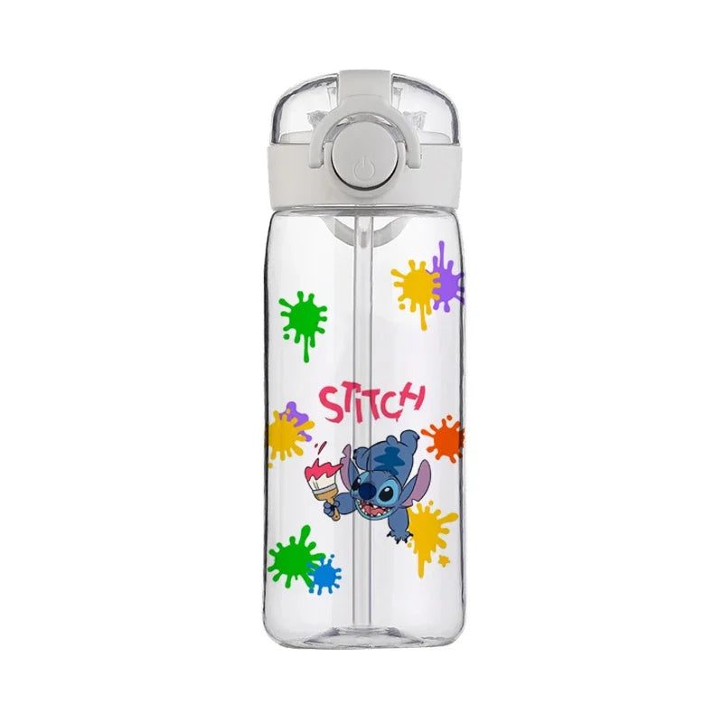 400ML Disney Stitch Water Bottle Leak Proof with Straw Sports Cycling Fitness Cup Outdoor Travel Drinkware Plastic Water Bottle