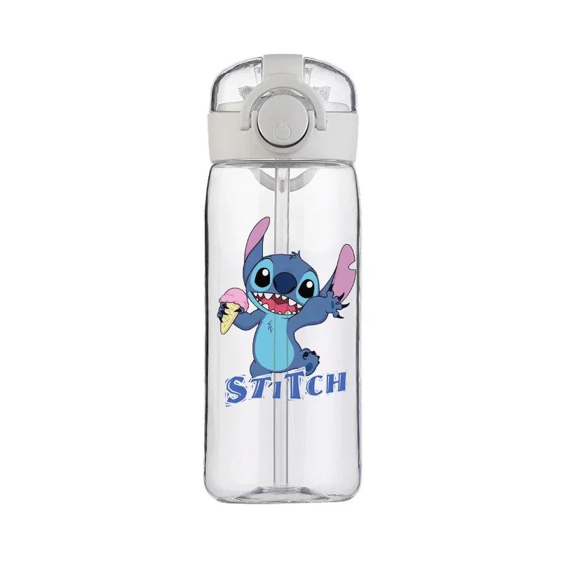 400ML Disney Stitch Water Bottle Leak Proof with Straw Sports Cycling Fitness Cup Outdoor Travel Drinkware Plastic Water Bottle