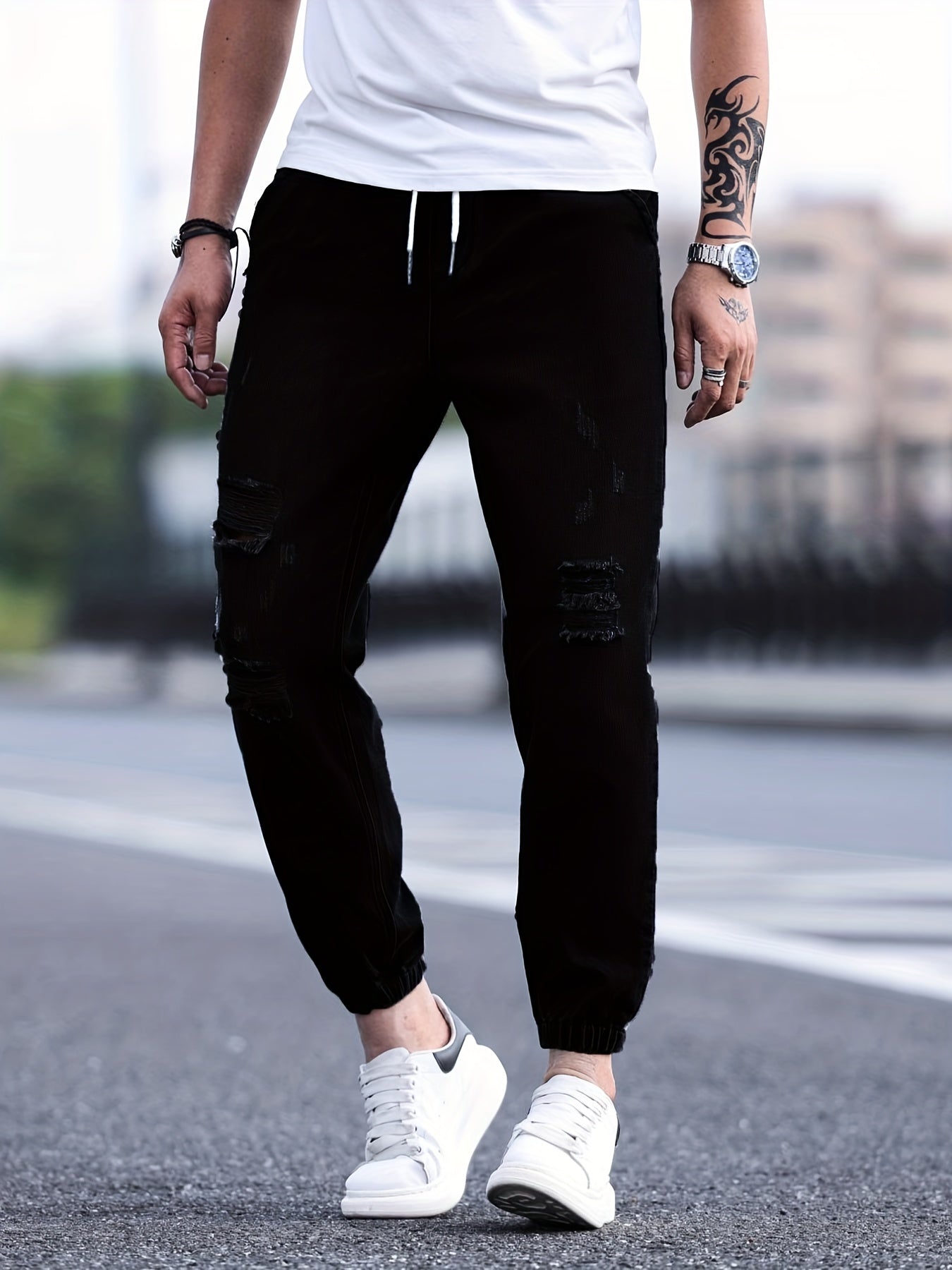 Men's Casual Loose Cotton Jogger Jeans