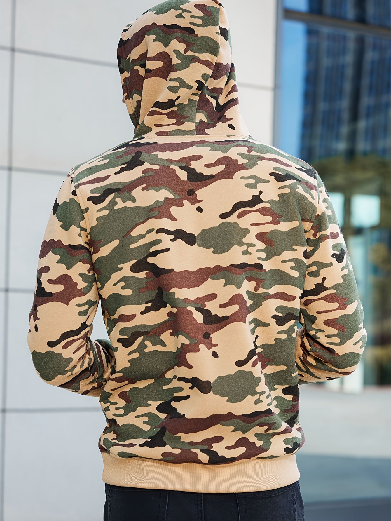 [Camouflage Sweatshirt] Autumn Winter Hooded Men's Camouflage Loose Pullover Fleece Sweatshirt | Fleece, Hooded