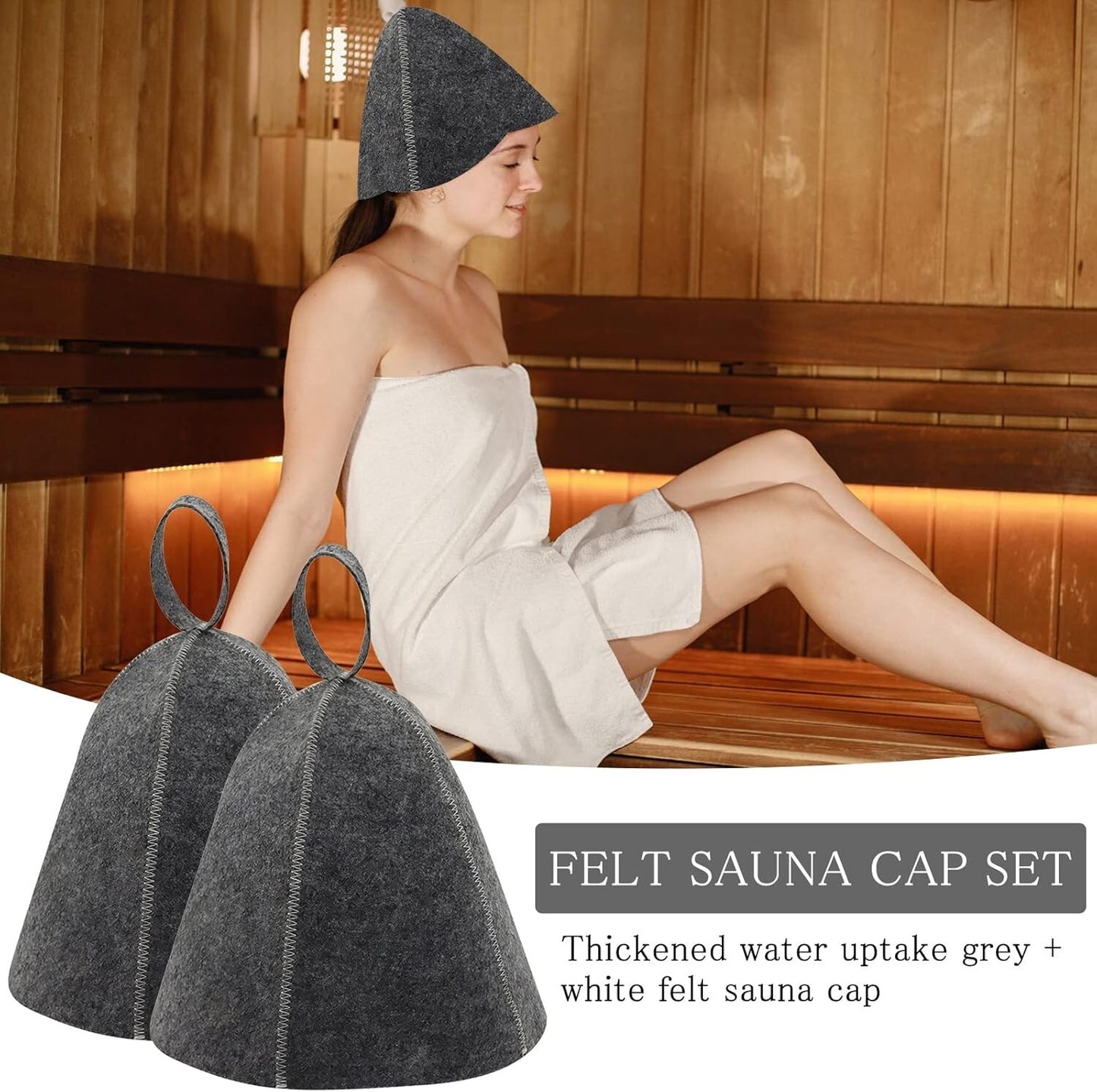 2 Stücke Saunahut Filzhut Sauna Hut Mütze Saunamütze Filzkappe Saunakappe
