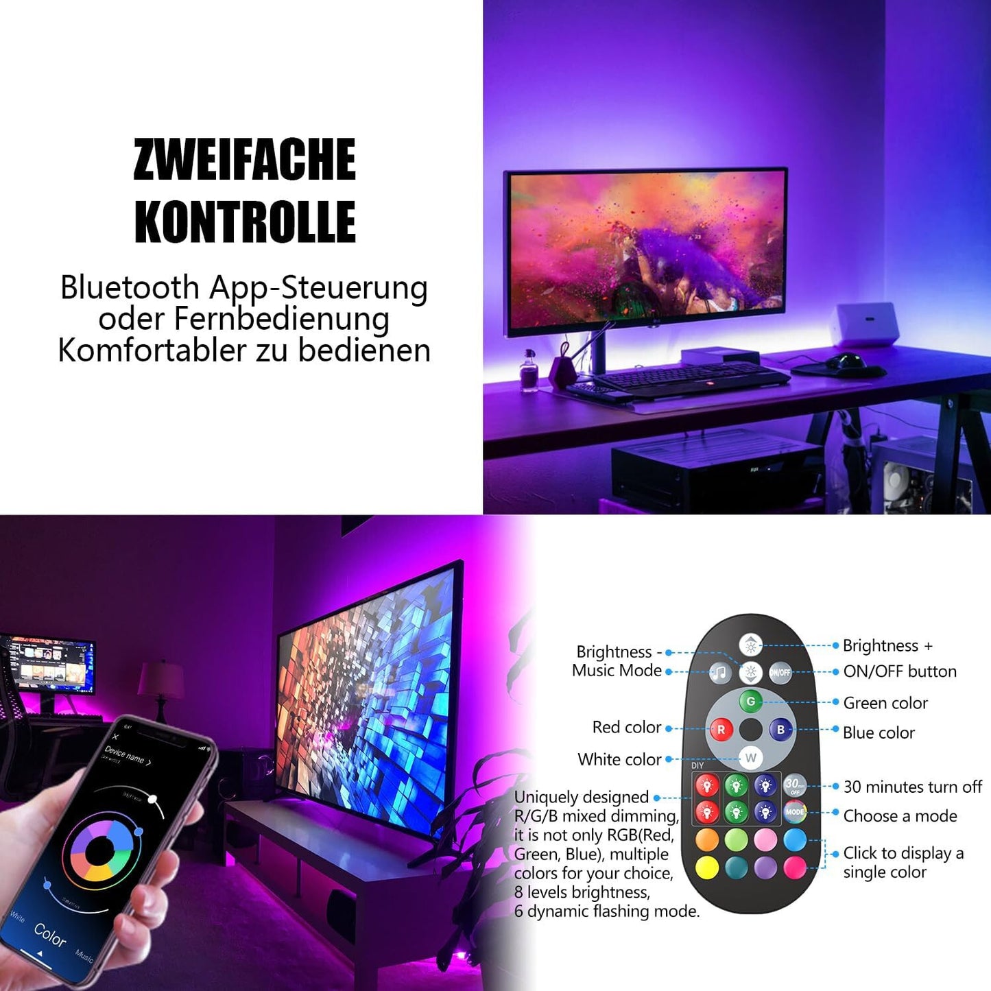 Led TV Hintergrundbeleuchtung 55 Bis 75 Zoll Smart Led App Steuerbar