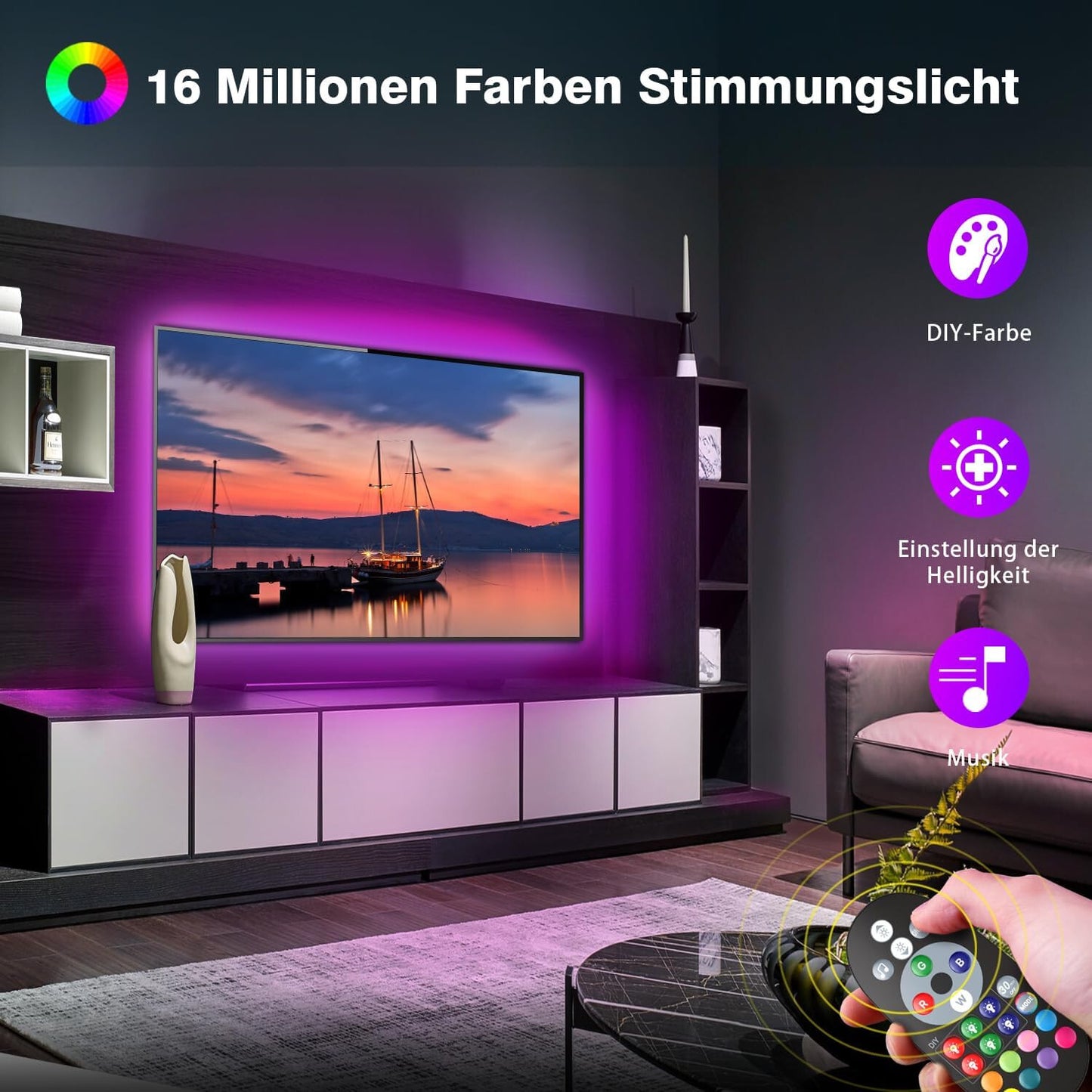 Led TV Hintergrundbeleuchtung 55 Bis 75 Zoll Smart Led App Steuerbar