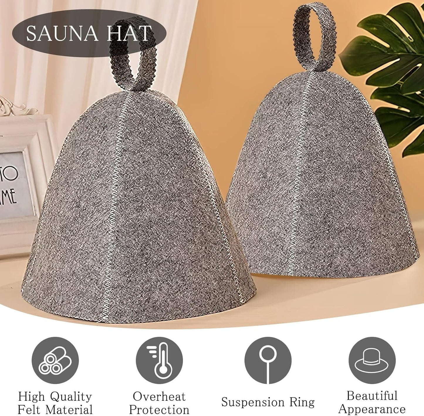 2 Stücke Saunahut Filzhut Sauna Hut Mütze Saunamütze Filzkappe Saunakappe