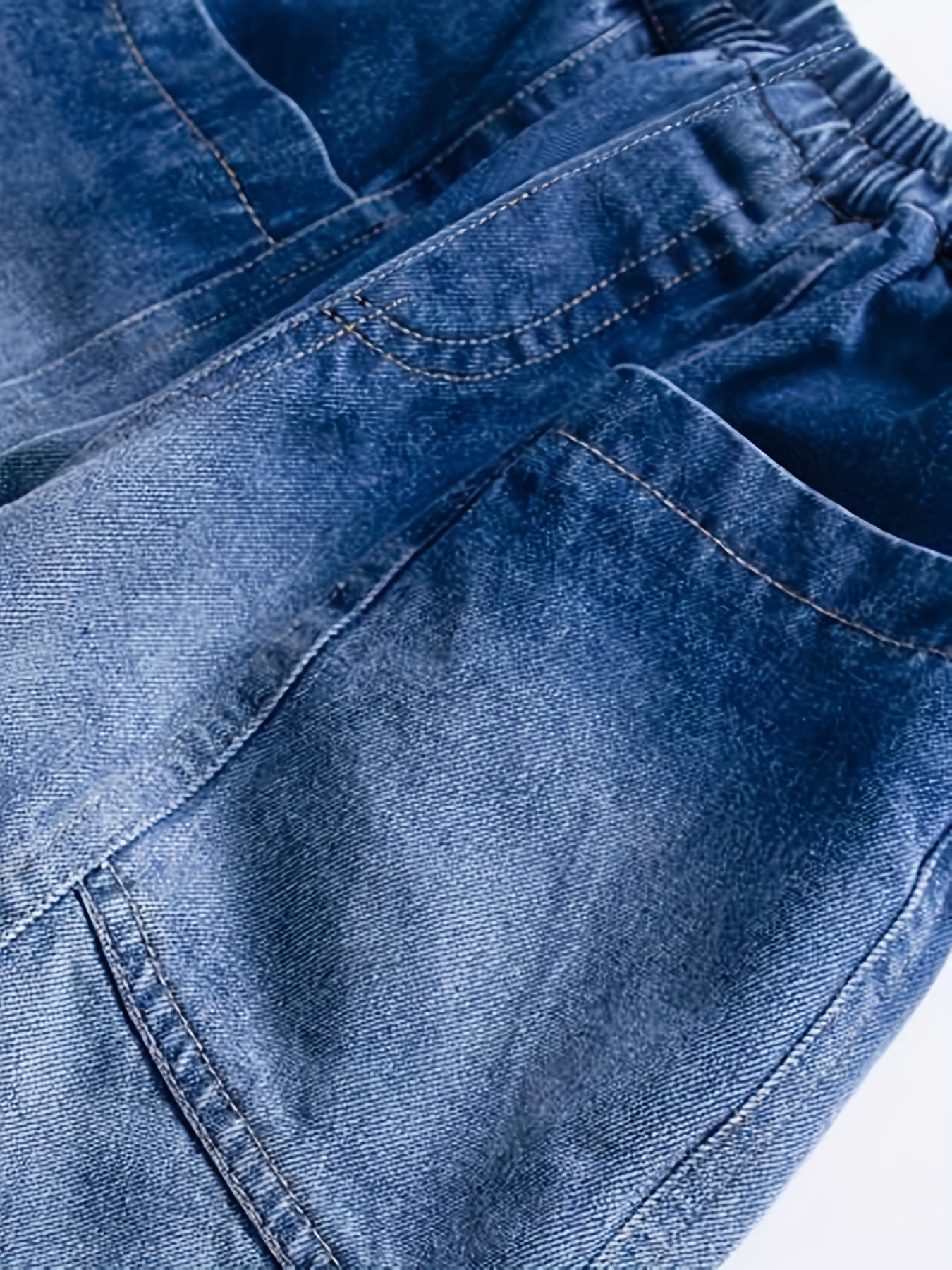Boys Tapered Cargo Denim Jeans With Elastic Waistband Kids Clothes, K-pop
