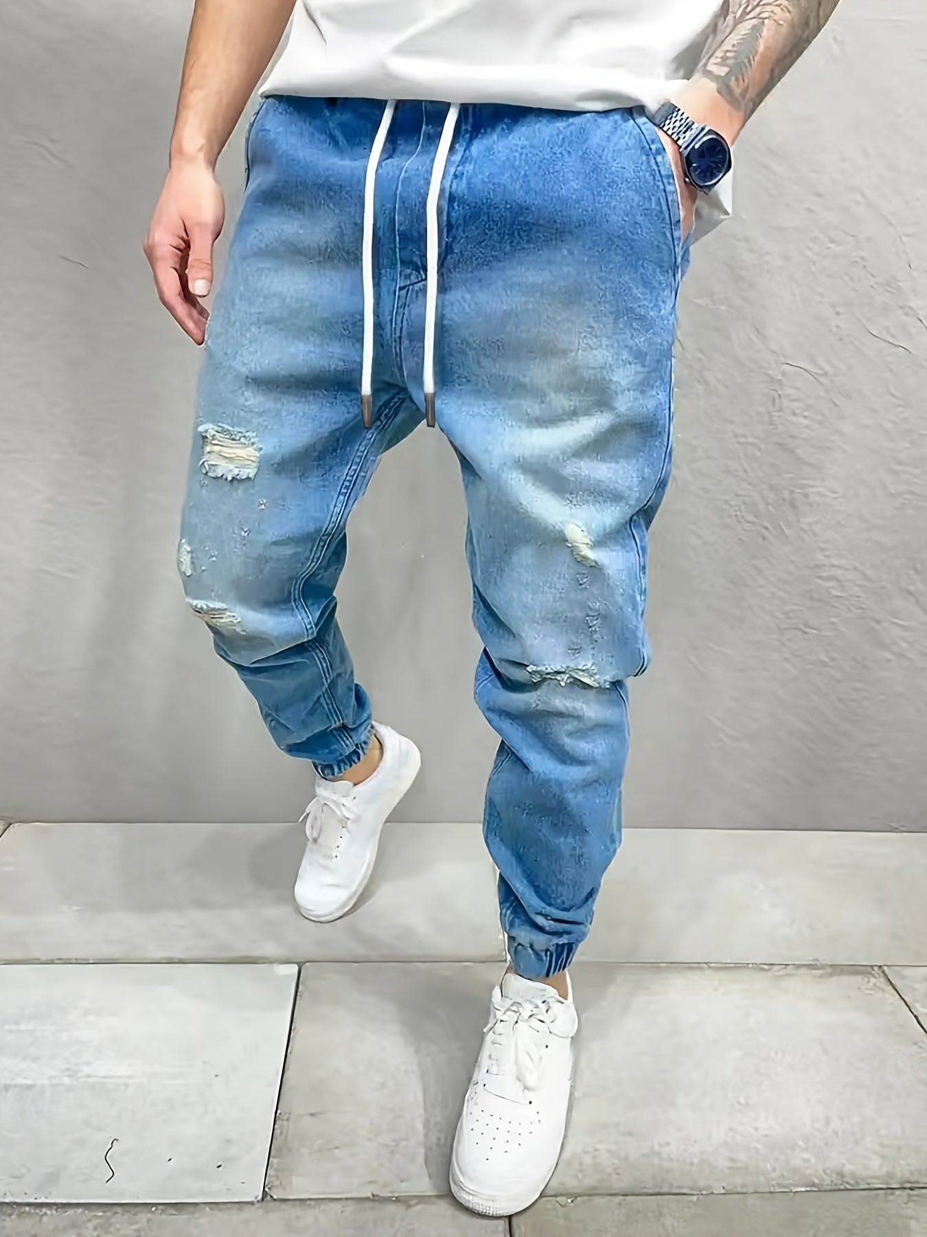 Men's Casual Loose Cotton Jogger Jeans