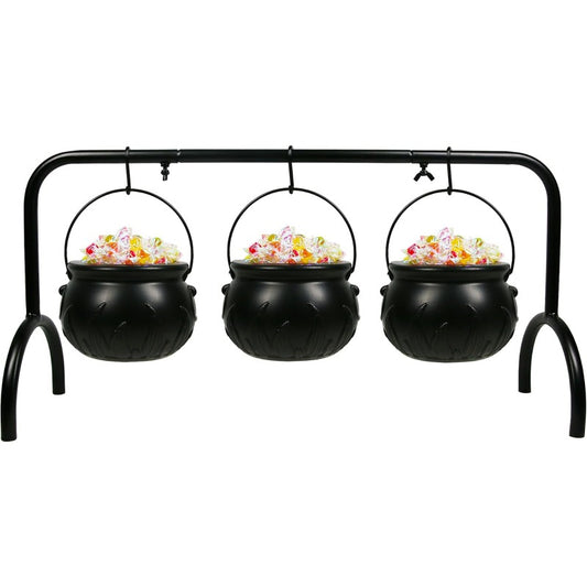 3 PCS Halloween Witches Cauldron Serving BowlsBlack Plastic Candy Bowls