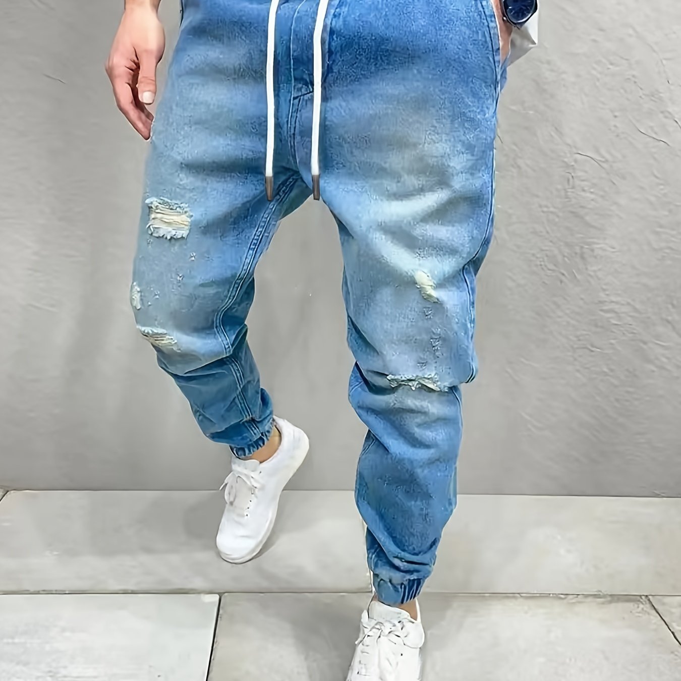 Men's Casual Loose Cotton Jogger Jeans