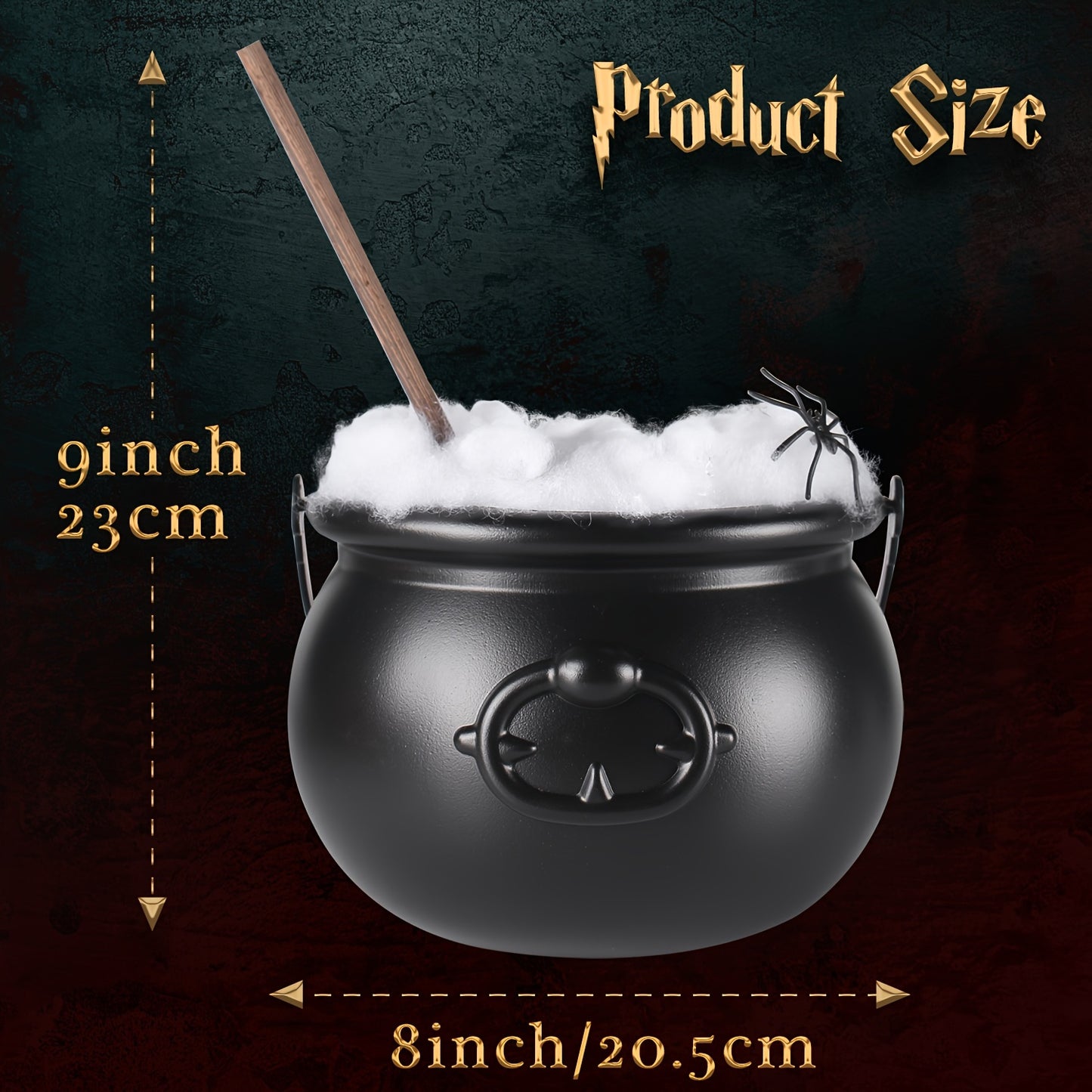 Mystic Witch Cauldron Set - Automatic Rotating Magic Stirring Halloween Decorations for Home Kitchen and Party Table Decor - DIY Witch-Themed Seasonal Decor for Spooky Ambiance