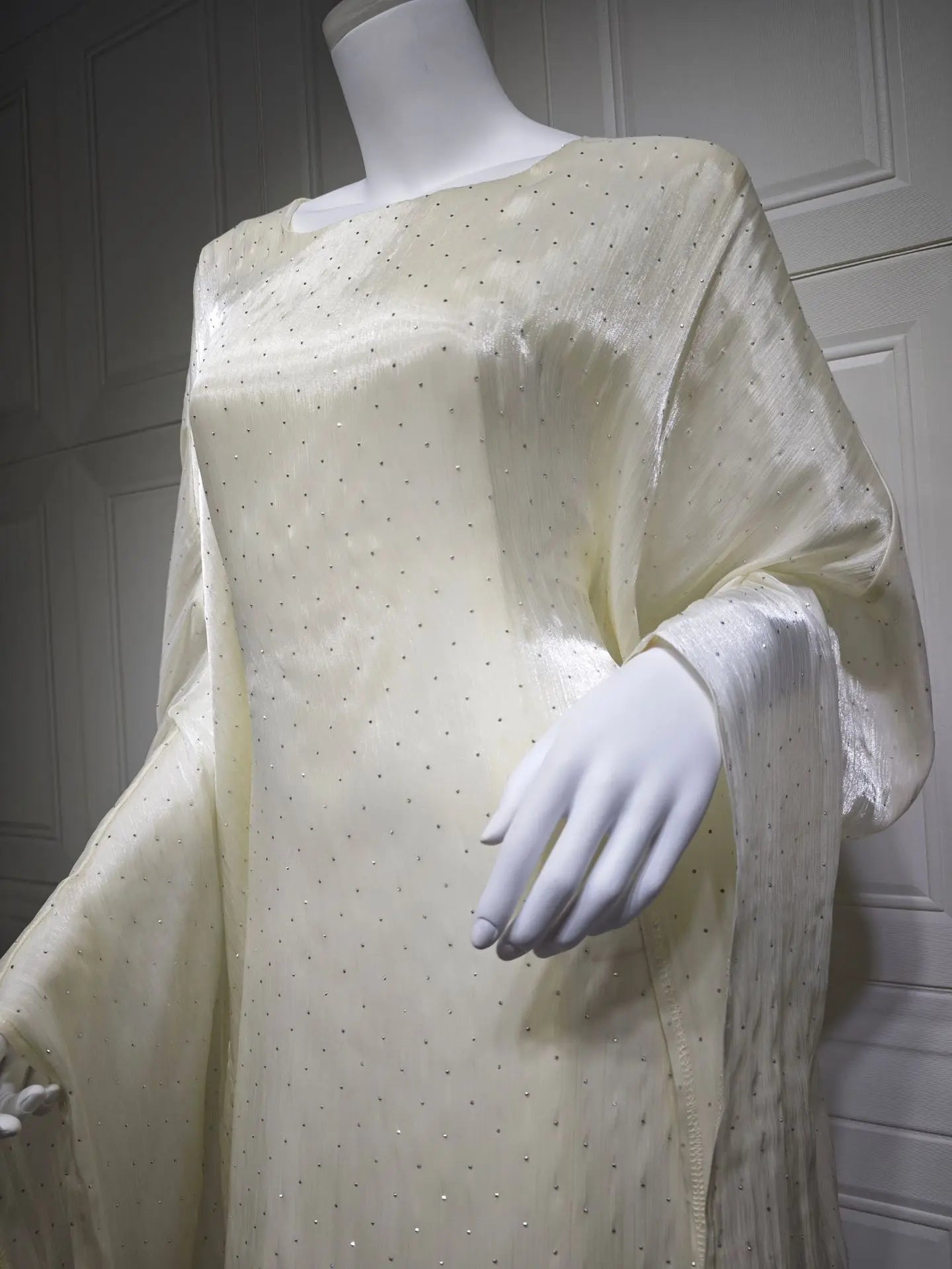 Ramadan Beading Muslim Dress Women Bat Sleeve Abaya Khimar Jilbab Eid Kaftan Robe Hijab Dresses Dubai Kimono Islamic Clothing