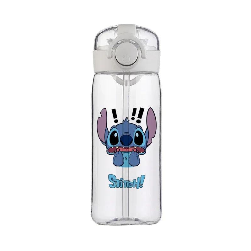 400ML Disney Stitch Water Bottle Leak Proof with Straw Sports Cycling Fitness Cup Outdoor Travel Drinkware Plastic Water Bottle
