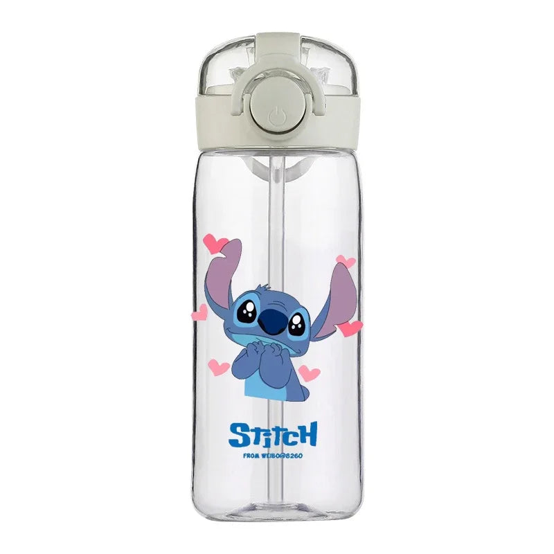 400ML Disney Stitch Water Bottle Leak Proof with Straw Sports Cycling Fitness Cup Outdoor Travel Drinkware Plastic Water Bottle