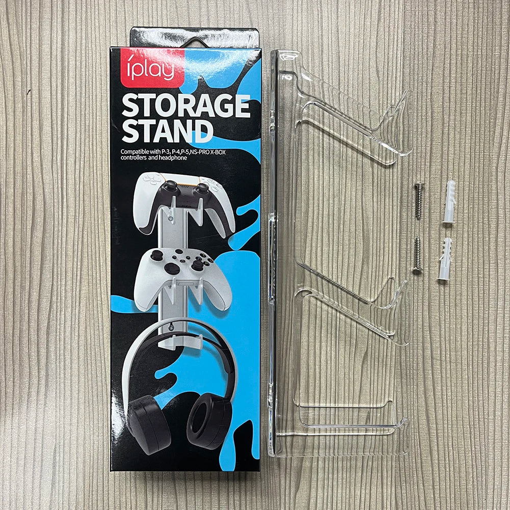 Transparent Game Controller Bracket Mount Space Saving Wall Mounted Gaming Headset Holder Storage Rack for PS4/PS3/Xbox/Switch