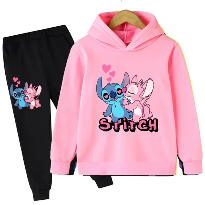 Disney boys and girls cute Stitch print casual long-sleeved suit children's autumn and winter outdoor comfortable sweatshirt sui
