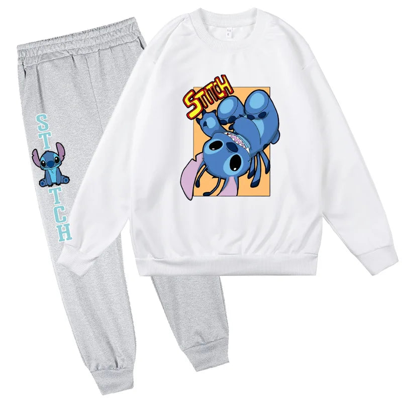 Stitch Round Neck Hoodie+Pants Set Children Clothes Girl Sets for Children Children's Clothing Boy Mother Kids