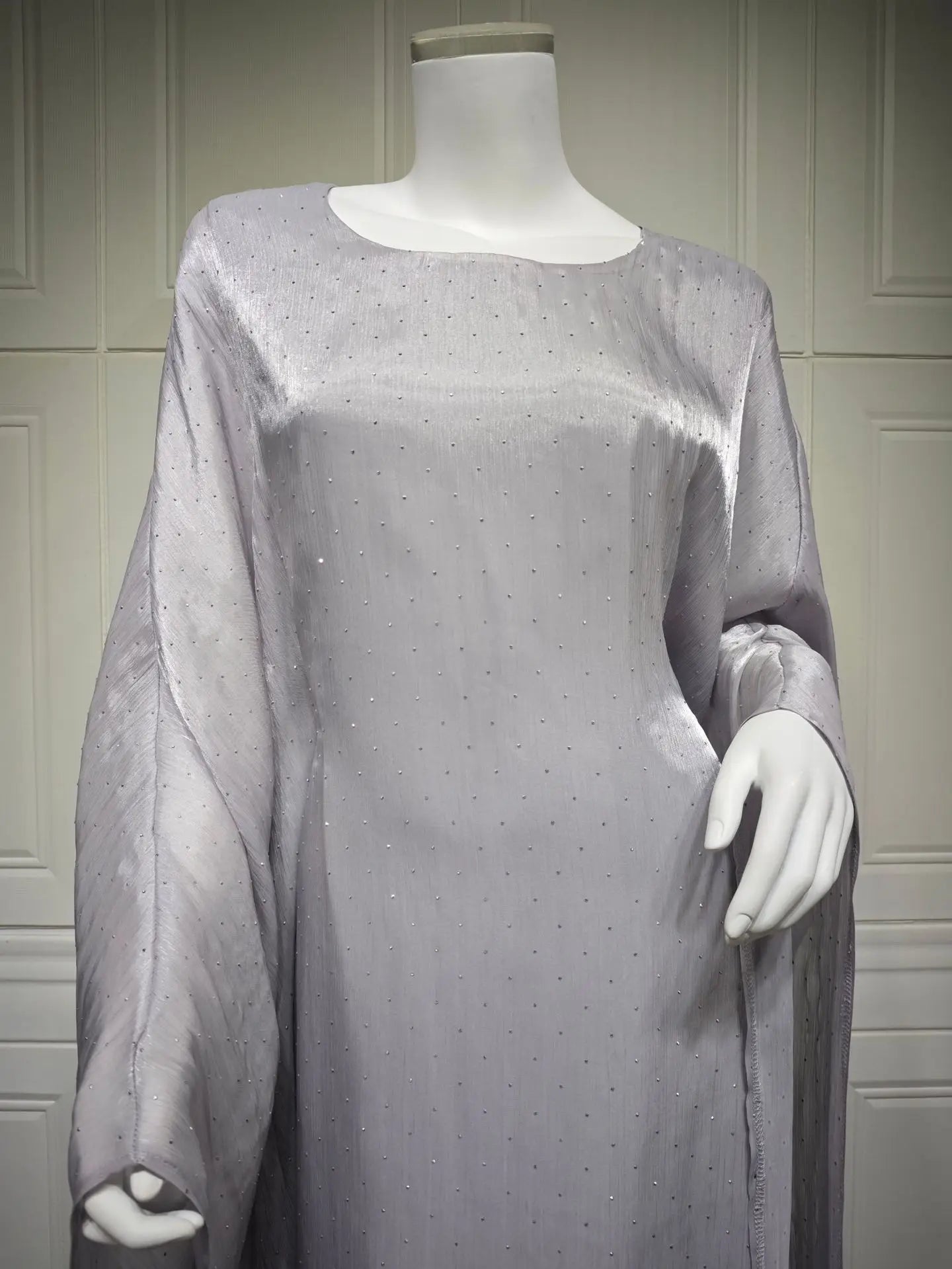 Ramadan Beading Muslim Dress Women Bat Sleeve Abaya Khimar Jilbab Eid Kaftan Robe Hijab Dresses Dubai Kimono Islamic Clothing