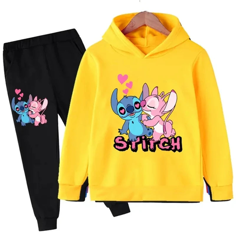 Disney boys and girls cute Stitch print casual long-sleeved suit children's autumn and winter outdoor comfortable sweatshirt sui