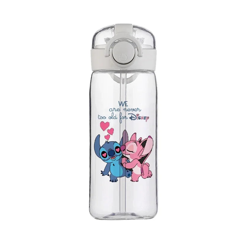 400ML Disney Stitch Water Bottle Leak Proof with Straw Sports Cycling Fitness Cup Outdoor Travel Drinkware Plastic Water Bottle