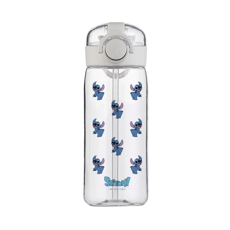 400ML Disney Stitch Water Bottle Leak Proof with Straw Sports Cycling Fitness Cup Outdoor Travel Drinkware Plastic Water Bottle