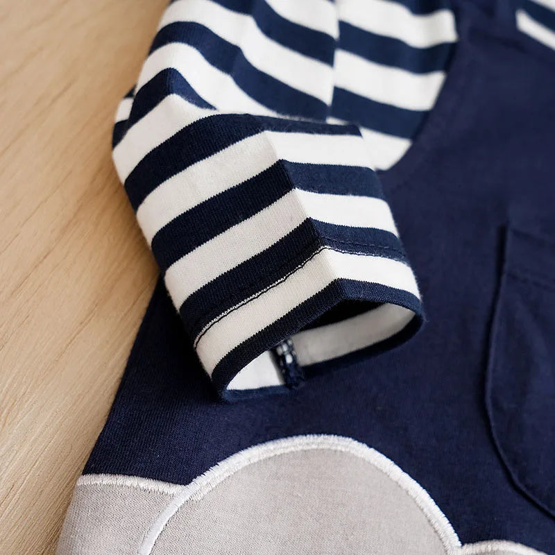 Spring and Autumn New Newborn Pure Cotton Long sleeved jumpsuit Cute Elephant Strap Pants jumpsuit for boys and girls