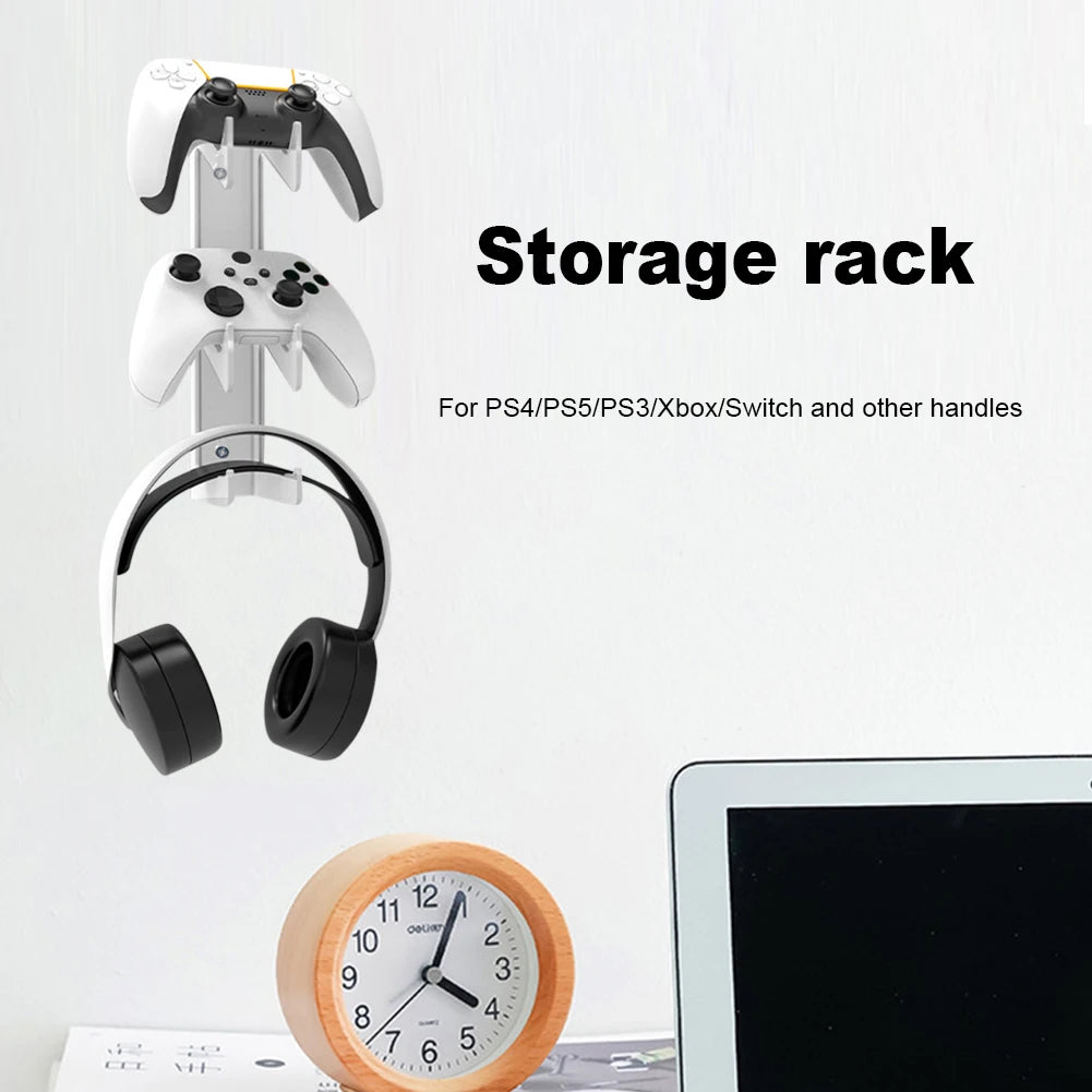 Transparent Game Controller Bracket Mount Space Saving Wall Mounted Gaming Headset Holder Storage Rack for PS4/PS3/Xbox/Switch