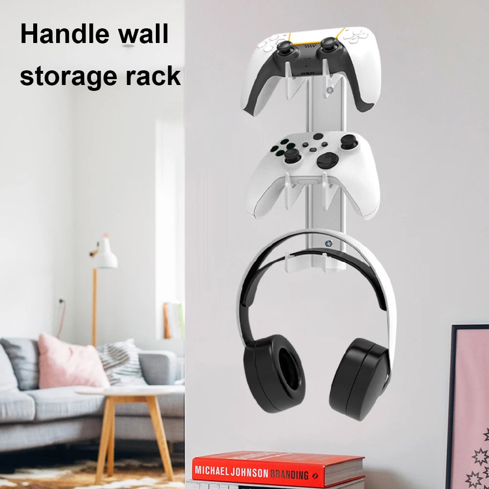 Transparent Game Controller Bracket Mount Space Saving Wall Mounted Gaming Headset Holder Storage Rack for PS4/PS3/Xbox/Switch