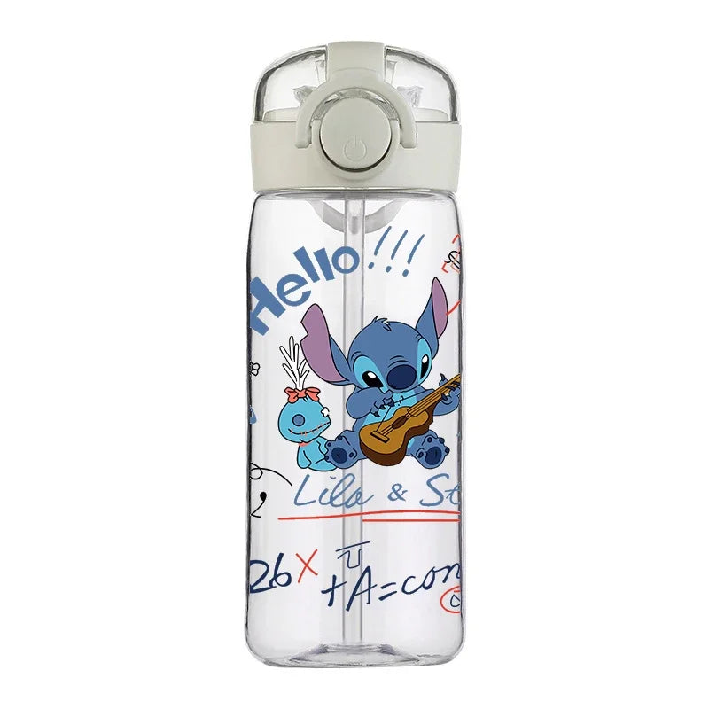 400ML Disney Stitch Water Bottle Leak Proof with Straw Sports Cycling Fitness Cup Outdoor Travel Drinkware Plastic Water Bottle
