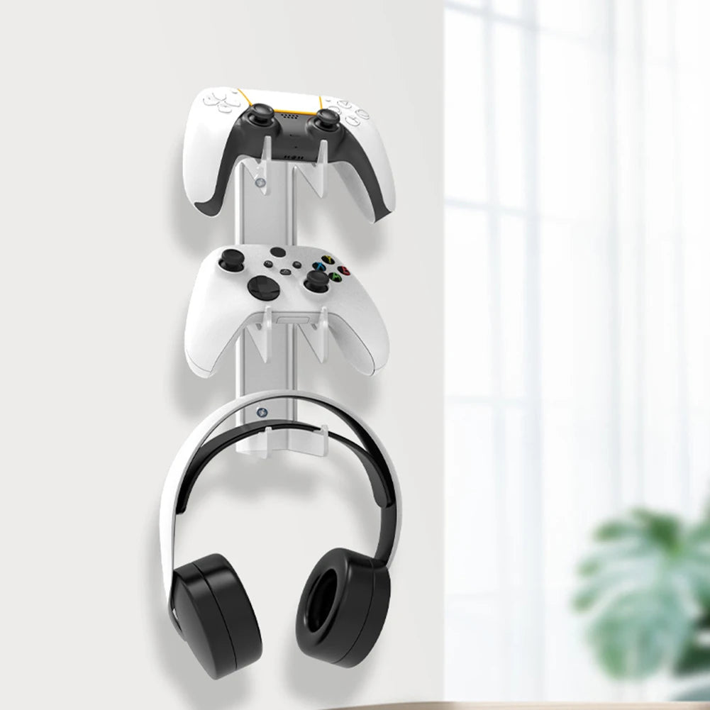 Transparent Game Controller Bracket Mount Space Saving Wall Mounted Gaming Headset Holder Storage Rack for PS4/PS3/Xbox/Switch