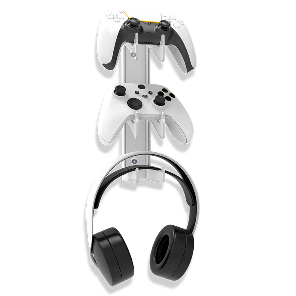 Transparent Game Controller Bracket Mount Space Saving Wall Mounted Gaming Headset Holder Storage Rack for PS4/PS3/Xbox/Switch