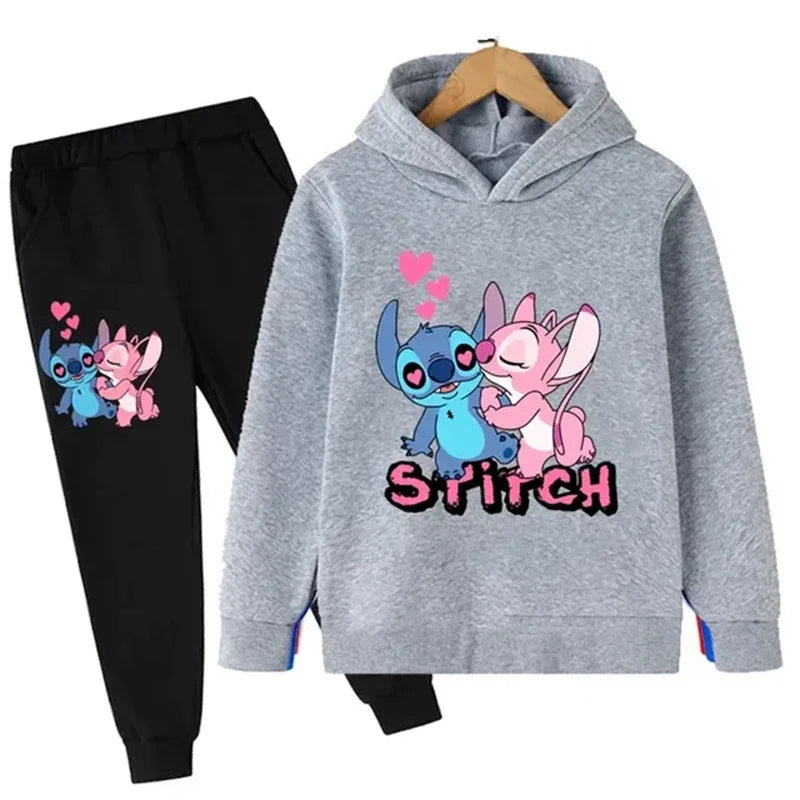 Disney boys and girls cute Stitch print casual long-sleeved suit children's autumn and winter outdoor comfortable sweatshirt sui