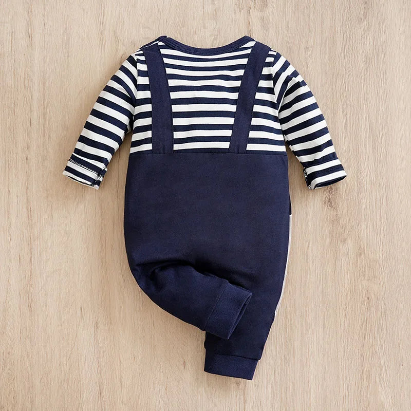 Spring and Autumn New Newborn Pure Cotton Long sleeved jumpsuit Cute Elephant Strap Pants jumpsuit for boys and girls