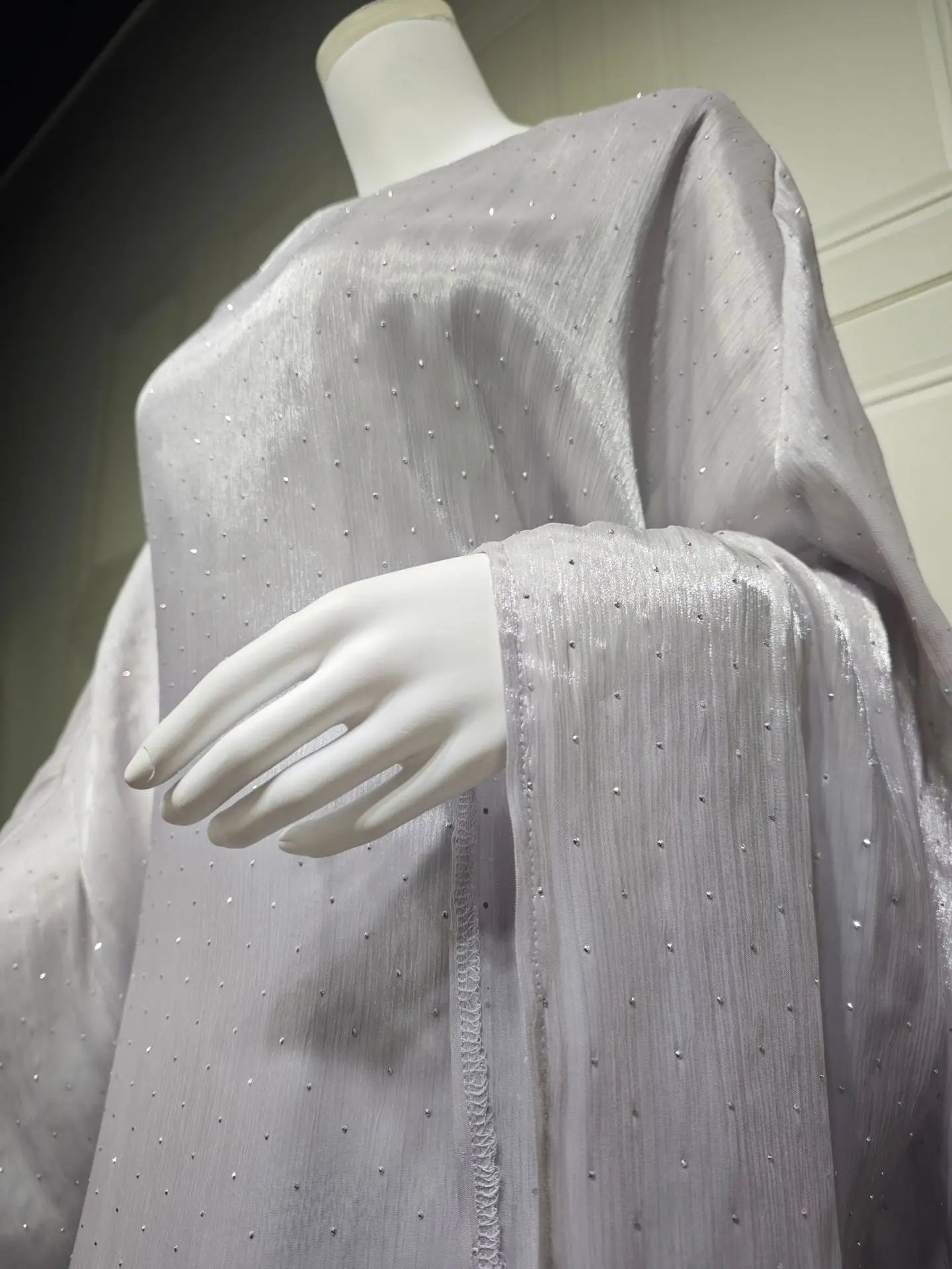 Ramadan Beading Muslim Dress Women Bat Sleeve Abaya Khimar Jilbab Eid Kaftan Robe Hijab Dresses Dubai Kimono Islamic Clothing