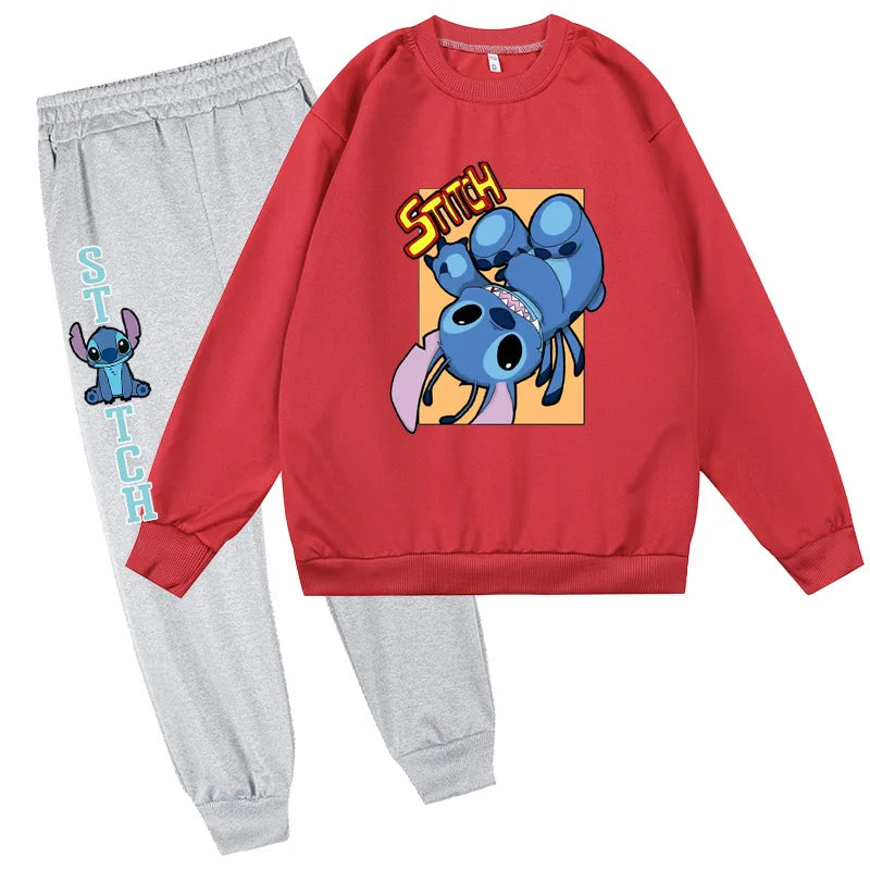 Stitch Round Neck Hoodie+Pants Set Children Clothes Girl Sets for Children Children's Clothing Boy Mother Kids