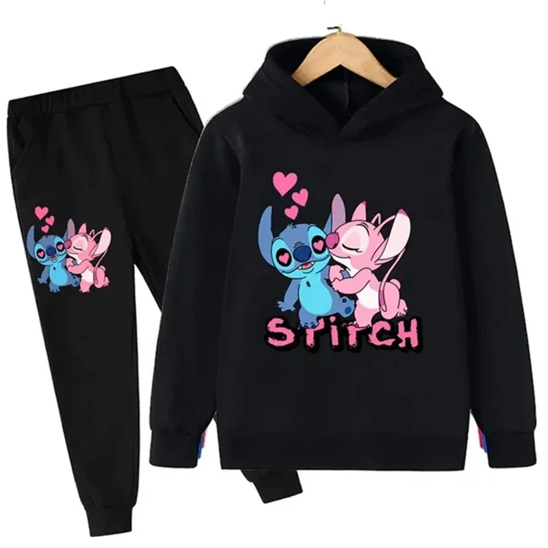 Disney boys and girls cute Stitch print casual long-sleeved suit children's autumn and winter outdoor comfortable sweatshirt sui