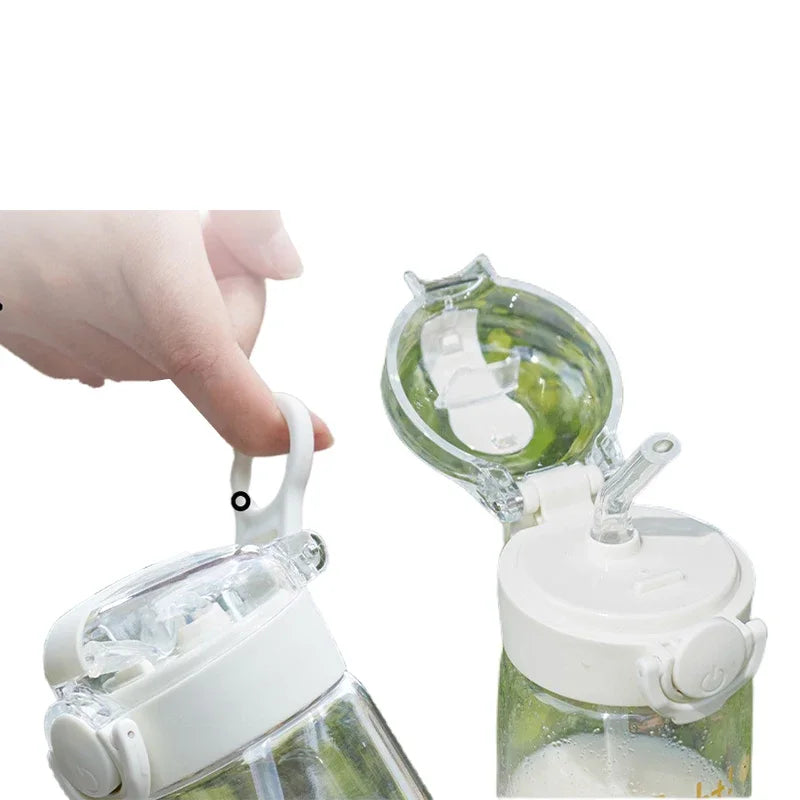 400ML Disney Stitch Water Bottle Leak Proof with Straw Sports Cycling Fitness Cup Outdoor Travel Drinkware Plastic Water Bottle
