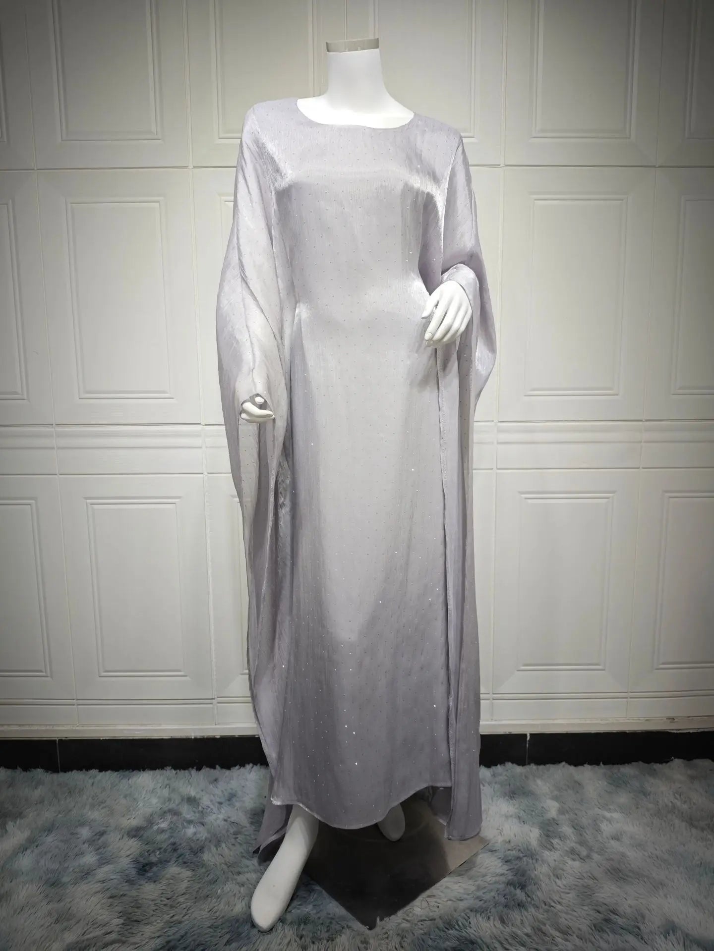 Ramadan Beading Muslim Dress Women Bat Sleeve Abaya Khimar Jilbab Eid Kaftan Robe Hijab Dresses Dubai Kimono Islamic Clothing