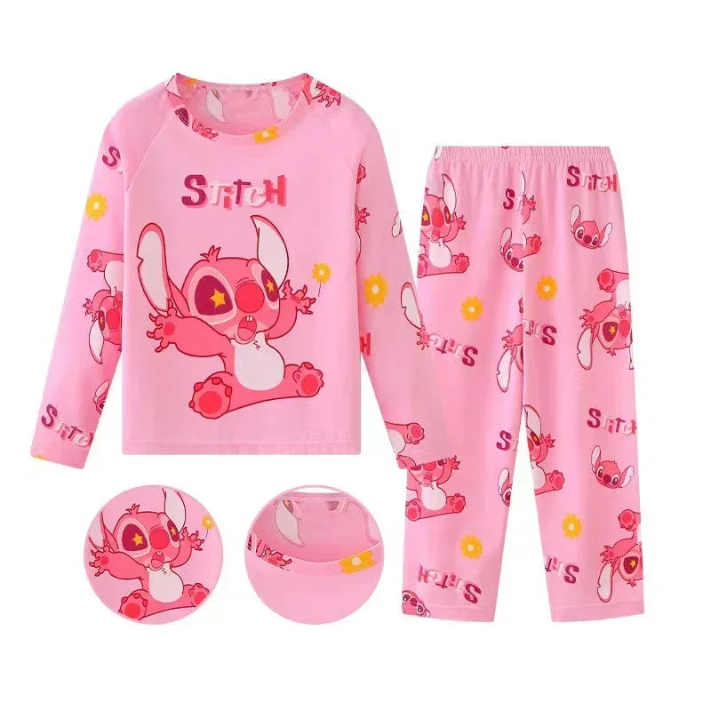 New Spring Autumn Children's Clothing Sets Stitch Boy Sleepwear Long sleeved pants Clothes Kids Pajamas Set Baby Girls Pyjamas