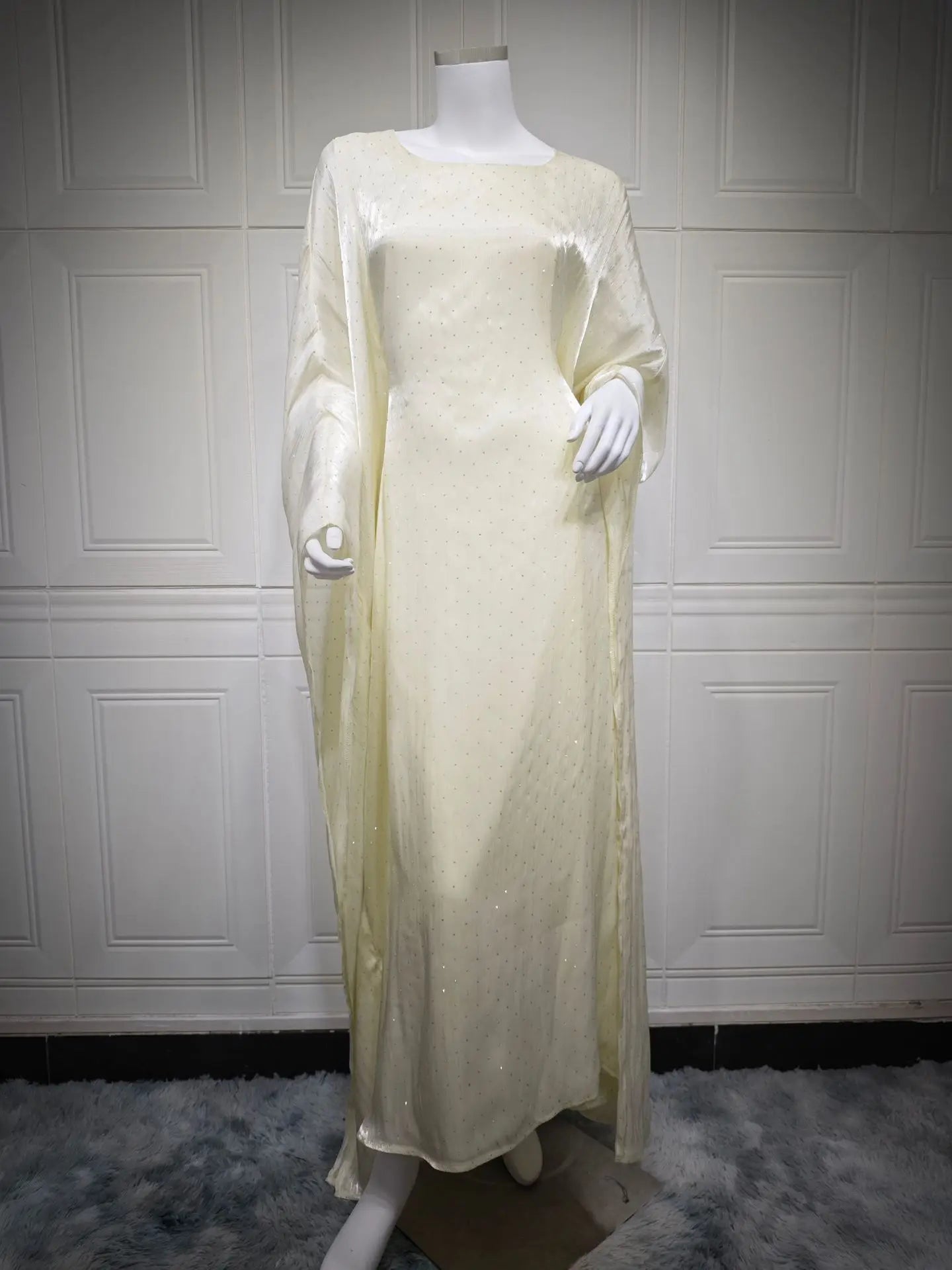Ramadan Beading Muslim Dress Women Bat Sleeve Abaya Khimar Jilbab Eid Kaftan Robe Hijab Dresses Dubai Kimono Islamic Clothing