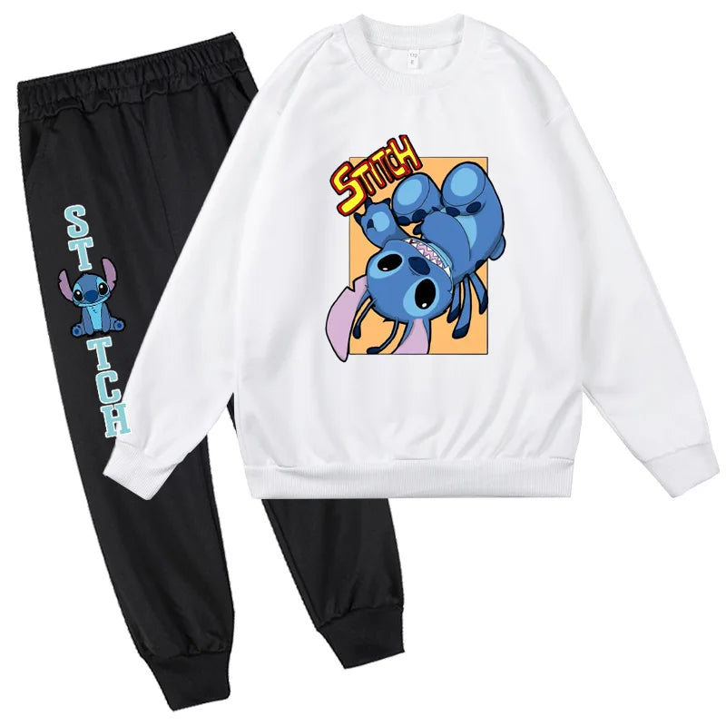Stitch Round Neck Hoodie+Pants Set Children Clothes Girl Sets for Children Children's Clothing Boy Mother Kids