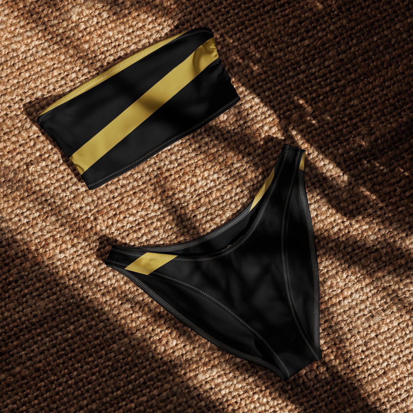 TOV Bandeau-Bikini | STRIPE (Schwarz/Gold)
