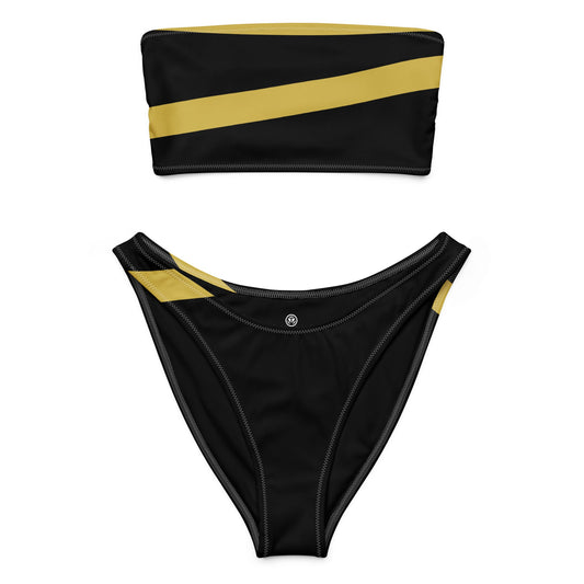 TOV Bandeau-Bikini | STRIPE (Schwarz/Gold)