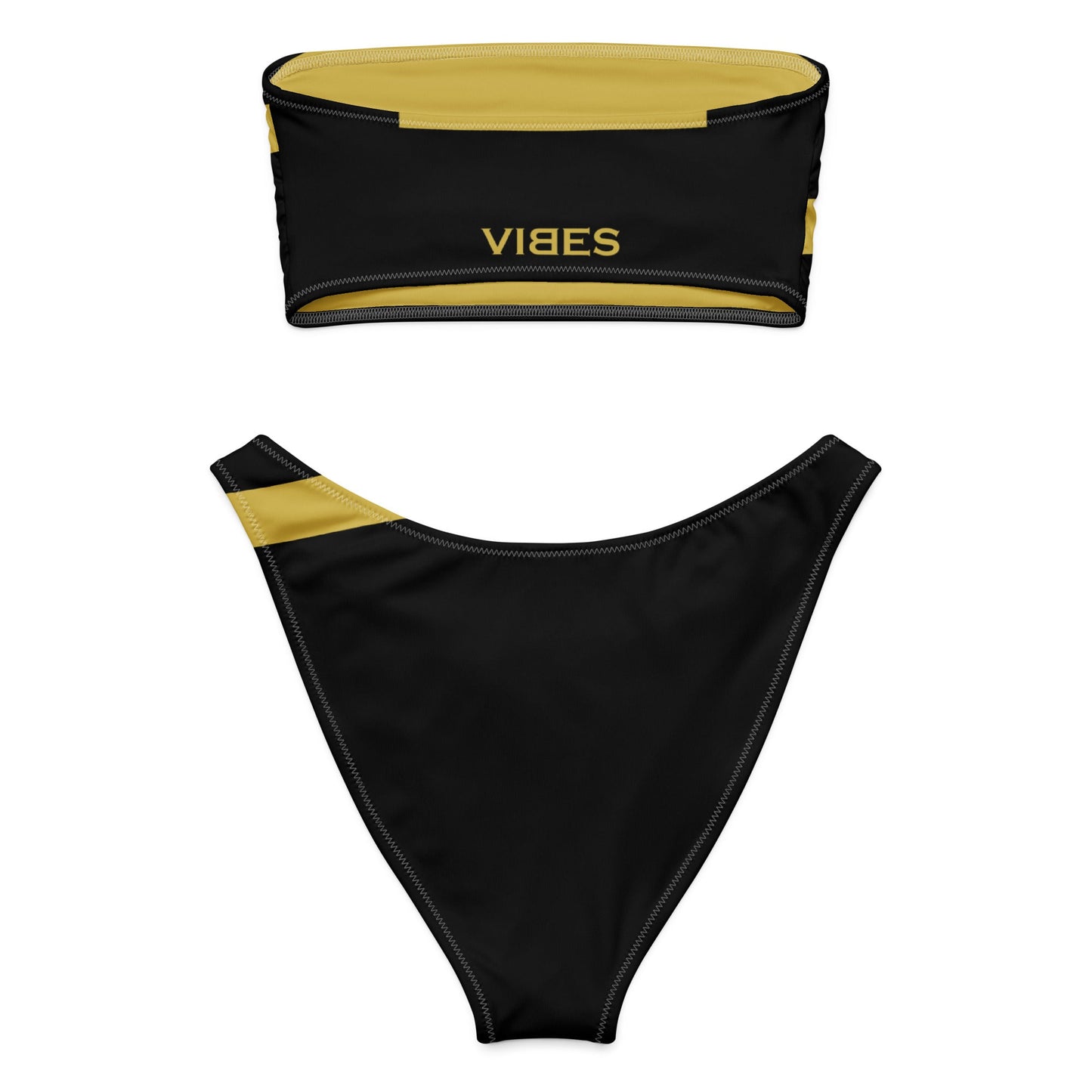TOV Bandeau-Bikini | STRIPE (Schwarz/Gold)