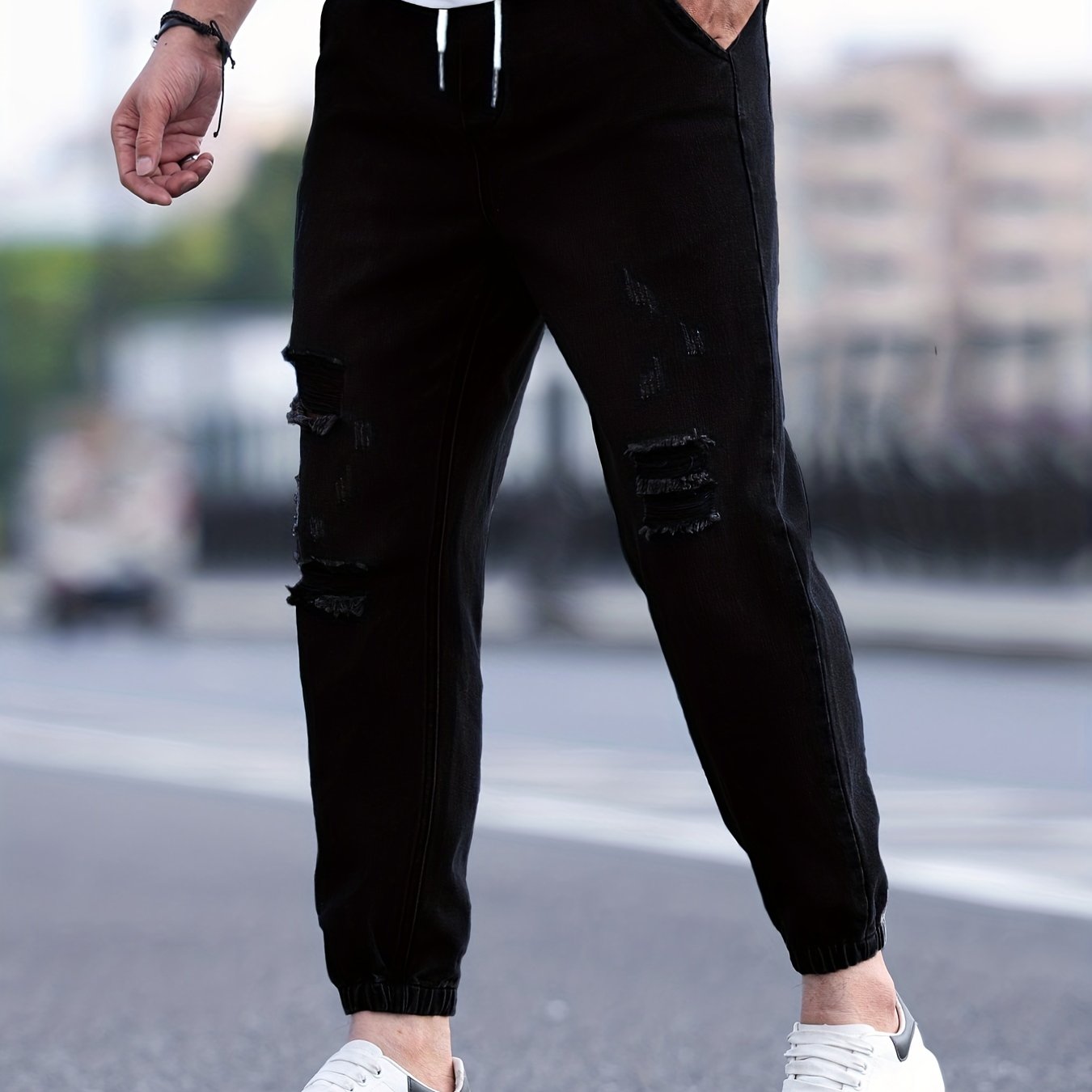Men's Casual Loose Cotton Jogger Jeans